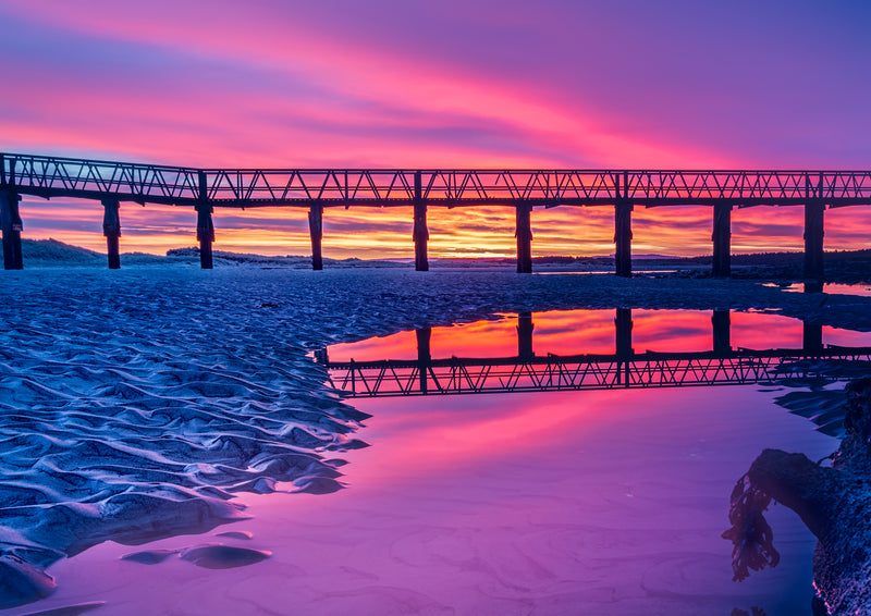 The Lossiemouth footbridge after its 2018 collapse, Moray coast